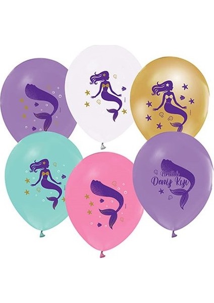Deniz Kızı Baskılı Balon 10 Adet
