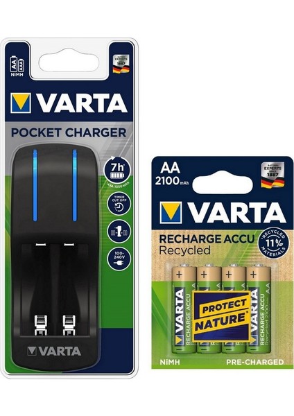 Pocket 4lü Şarj Cihazı + 4*2100 Mah Aa Şarj Edilebilir Pil