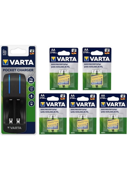 Pocket 4lü Şarj Cihazı + 10*2700 Mah Aa Şarj Edilebilir Pil