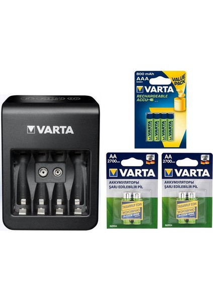 LCD Plug Şarj Cihazı + 4*2700 Mah Aa + 4*800 Mah Aaa Şarjlı Pil