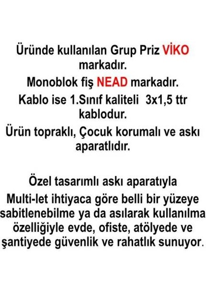 Ekonomik Siyah 4'lü Topraklı Çocuk Korumalı Grup Priz 10 Metre Kablo
