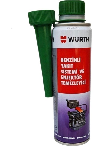 2'li x 300ML Würth Benzinli Yakıt Sistem Enjektör ve TEMIZLEYICI+32ML Konsantre Cam Temizleme Sabunu
