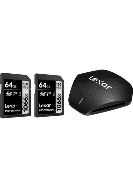 USB 3.1 Kart Okuyucu + 2 x 64GB 1066X SD Hafıza Kartı LMS1066064G-BNANG