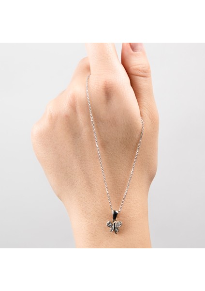 Taşlı Mini Kelebek Kolye