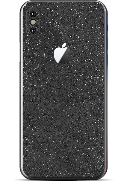 Apple iPhone Xs Max Dekoratif Arka Koruma Sticker Siyah Pırıltılı Yıldız Tozu