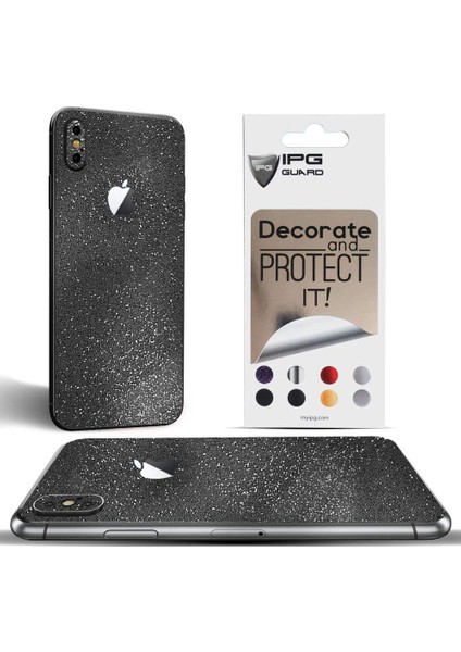 Apple iPhone Xs Max Dekoratif Arka Koruma Sticker Siyah Pırıltılı Yıldız Tozu fiyatları