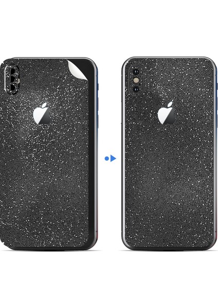 Apple iPhone Xs Max Dekoratif Arka Koruma Sticker Siyah Pırıltılı Yıldız Tozu modelleri