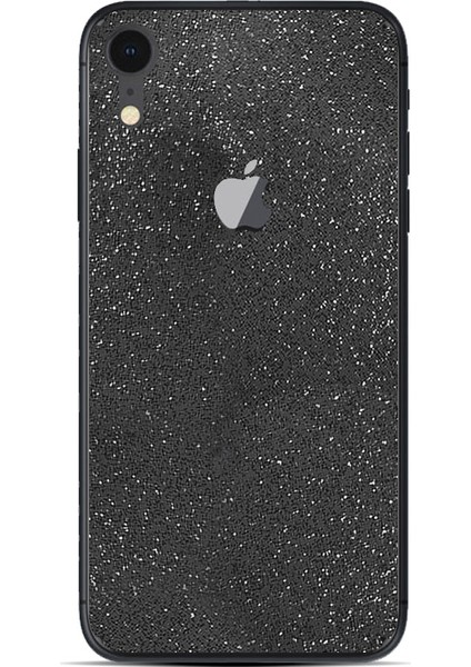 Apple iPhone Xr Dekoratif Arka Koruma Sticker Siyah Pırıltılı Yıldız Tozu