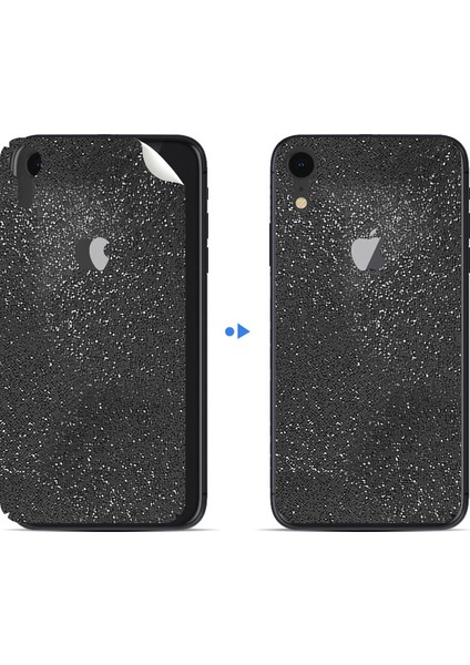 Apple iPhone Xr Dekoratif Arka Koruma Sticker Siyah Pırıltılı Yıldız Tozu modelleri
