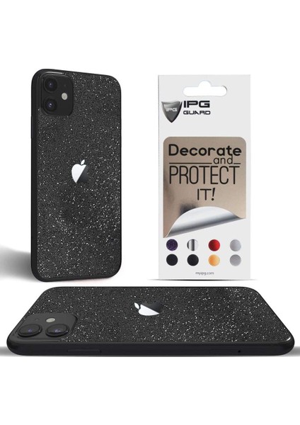 Ipg Apple iPhone 11 Dekoratif Arka Koruma Sticker  Siyah Pırıltılı Yıldız Tozu