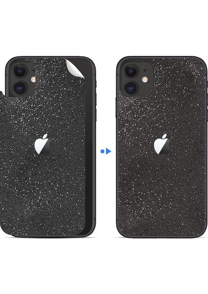 Ipg Apple iPhone 11 Dekoratif Arka Koruma Sticker  Siyah Pırıltılı Yıldız Tozu