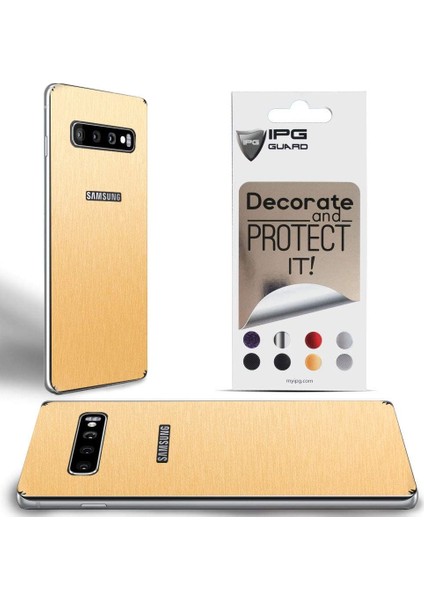 Samsung Galaxy S10 Plus Dekoratif Arka Koruma Sticker Fırçalanmış Altın fiyatları