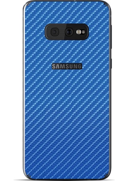 Samsung Galaxy S10E Dekoratif Arka Koruma Sticker Mavi Karbon Fiber 4d