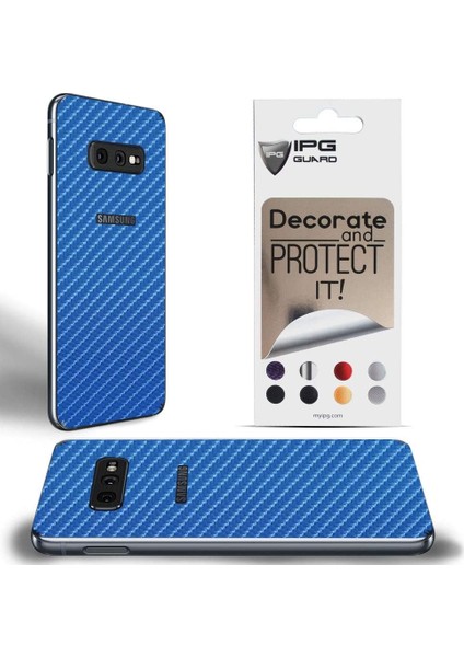 Samsung Galaxy S10E Dekoratif Arka Koruma Sticker Mavi Karbon Fiber 4d fiyatları