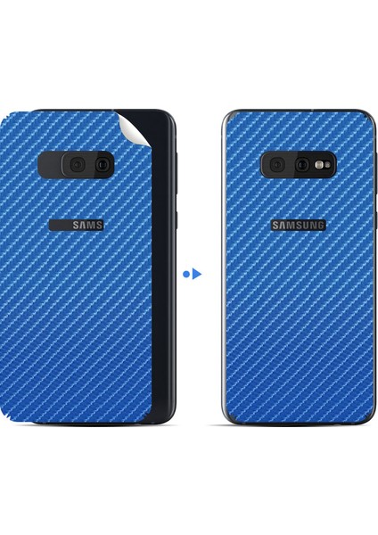 Samsung Galaxy S10E Dekoratif Arka Koruma Sticker Mavi Karbon Fiber 4d modelleri