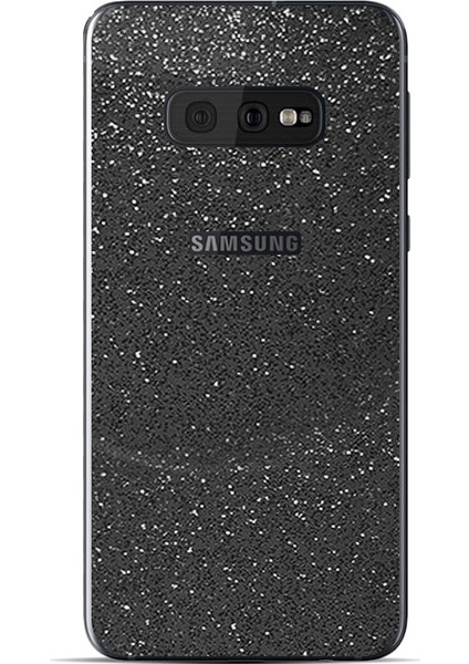 Samsung Galaxy S10E Dekoratif Arka Koruma Sticker Siyah Pırıltılı Yıldız Tozu