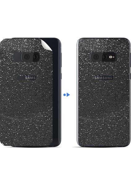Samsung Galaxy S10E Dekoratif Arka Koruma Sticker Siyah Pırıltılı Yıldız Tozu modelleri
