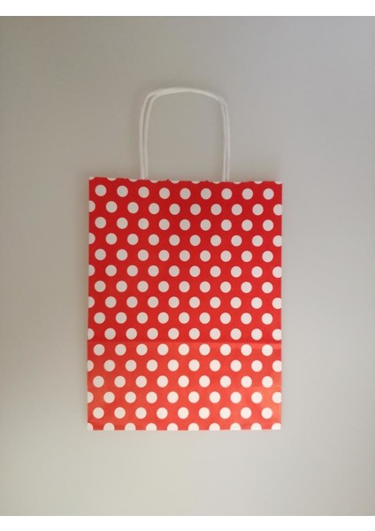 Kraft Kağıt Çanta Kırmızı Puanlı 18CM x 24CM - 1 Adet fiyatları