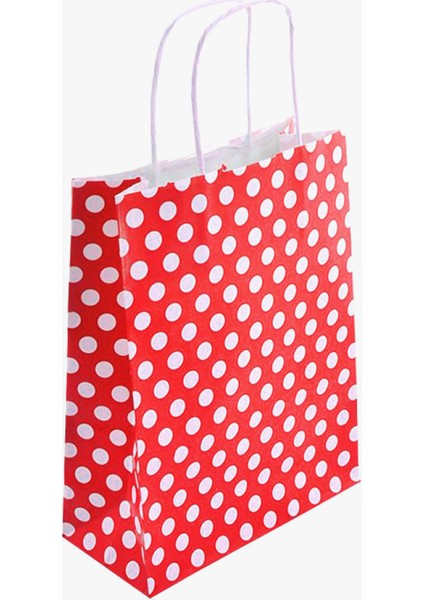 Kraft Kağıt Çanta Kırmızı Puanlı 18CM x 24CM - 1 Adet fırsatları