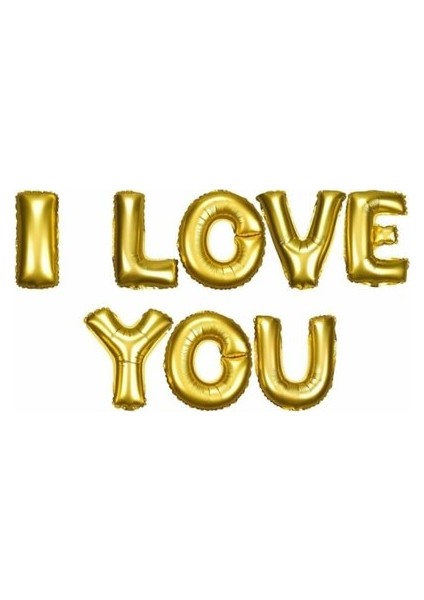 Folyo Balon Harf Seti I Love You Gold 40CM (Uçmayan)