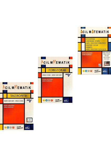 Matematik Fonksiyonlar + Trigonometri + 6 Konu Tek Kitap 3'lü Set 2020