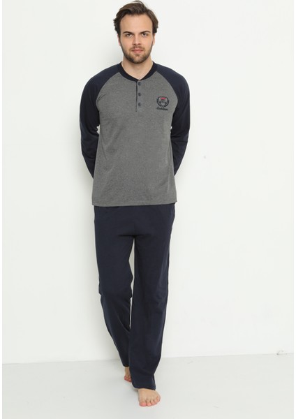 Erkek Uzun Kollu Cepli ve Yaka Düğmeli Süprem Pijama Takımı 01737 fiyatları