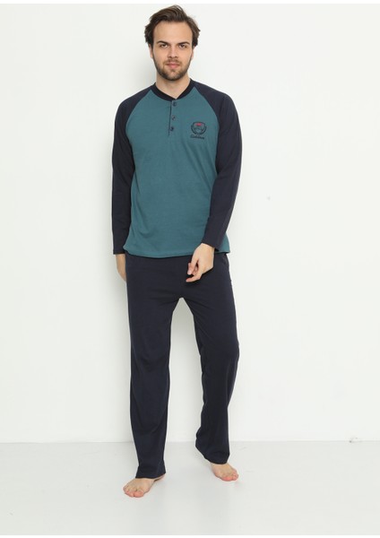 Erkek Uzun Kollu Cepli ve Yaka Düğmeli Süprem Pijama Takımı 01737 fiyatları