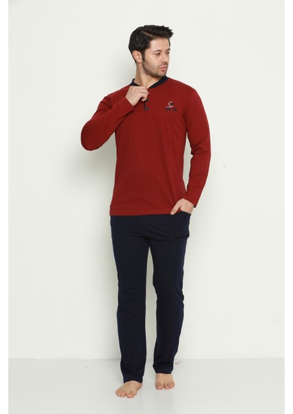 Modella Life Erkek Uzun Kollu Yaka Düğmeli ve Cepli Pijama Takım 2388 modelleri