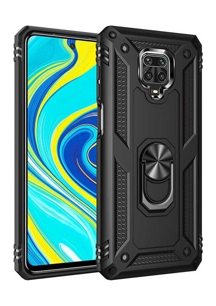 Xiaomi Redmi Note 9 Pro Cross Military Vega Tank Zırh Metal Yüzüklü Standlı