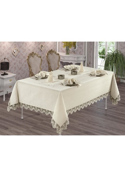 Fransız Güpürlü Fulya Dantel Yemek Takımı - 26 Parça