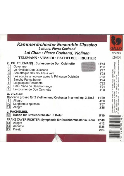 Kammerorchester Ensemble Classıco - CD