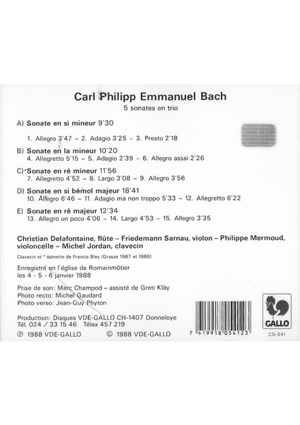 Carl Phılıpp Emmanuel Bach (1714-1788) - CD