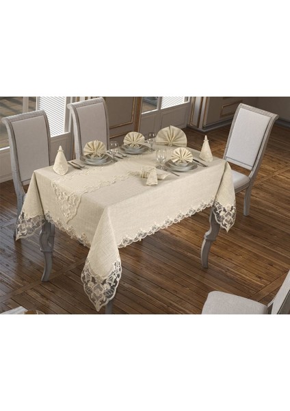 Hanzade Masa Örtüsü 26 Parça Krem