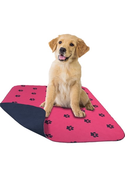 5 Katlı Bordo Pati Baskılı Yıkanabilir ve Emici Köpek Çiş Pedi 75 x 85 cm Bordo Pati Baskılı