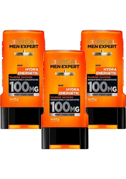 L'Oréal Paris Men Expert Hydra Energetic Taurin Içeren Duş Jeli 300 Ml 3'Lü Set