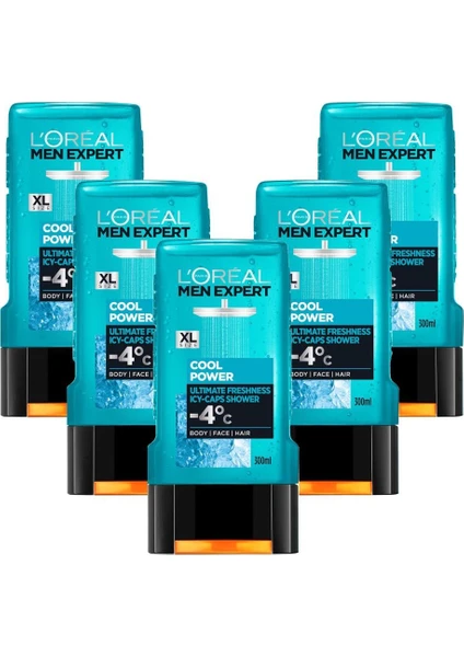 L'Oréal Paris Men Expert Cool Power Buz Ferahlığında Duş Jeli 300 Ml 5'Li Set