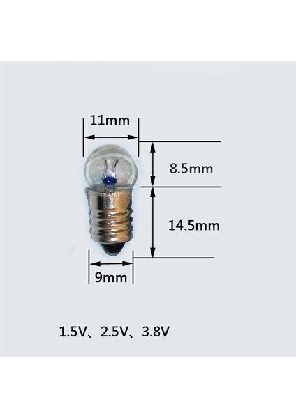 100 Adet, Mini Ampül, Deney Setleri Için, 2,5 Volt, Sarı Ampul