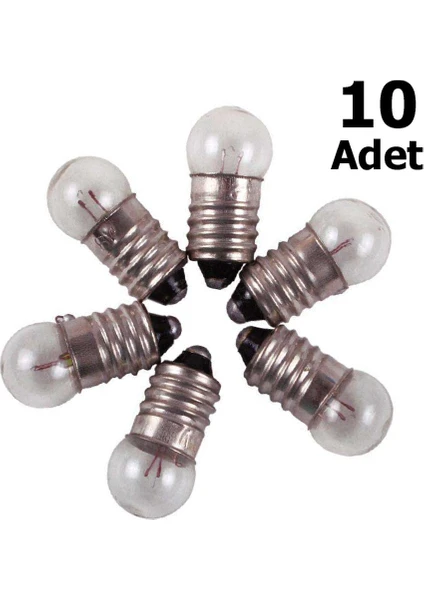 10 Adet, Mini Ampül, Deney Setleri Için, 2,5 Volt, Sarı Ampul