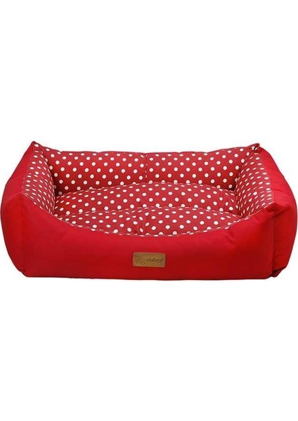 Tarte Puantiyeli Köpek Yatagi 70X95X22CM (Kirmizi) [xl]