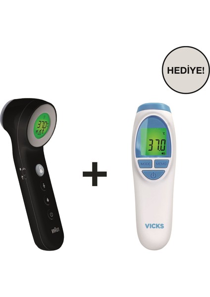 BNT400 Temassız Ateş Ölçer Siyah+Vıcks VNT200 Ateş Ölçer
