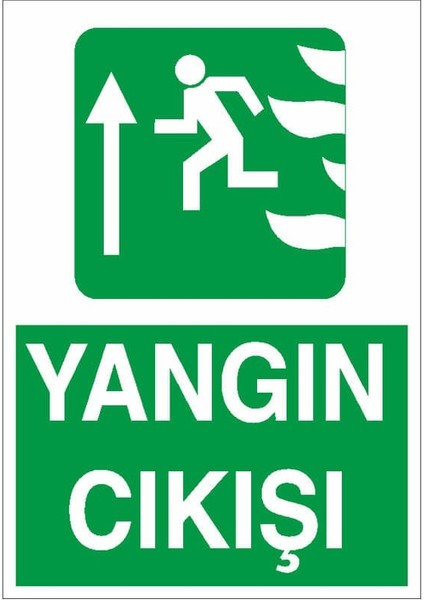 Yangın Çıkışı Yukarı Ok Ikaz Levhası 18 cm x 25 cm