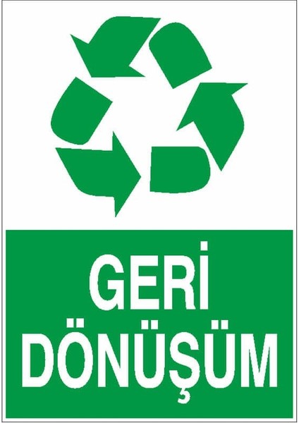 Geri Dönüşüm Uyarı Levhası 12 cm x 28 cm