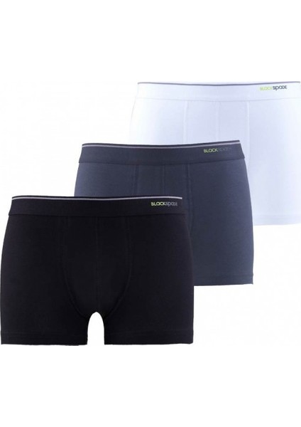 Erkek Siyah Beyaz Antrasit 3'lü Boxer - BLK9670