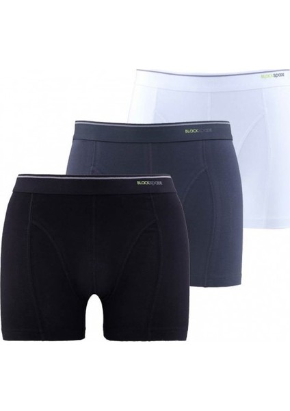 Erkek Siyah Beyaz Antrasit 3'lü Boxer - BLK9673