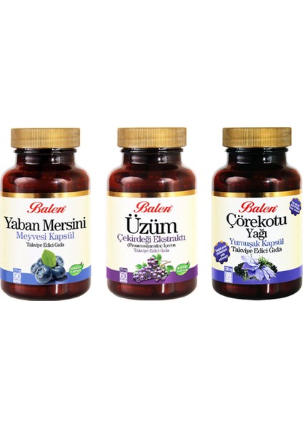 Üzüm Çekirdeği+Yaban Mersini+Çörekotu Yağı Kapsül