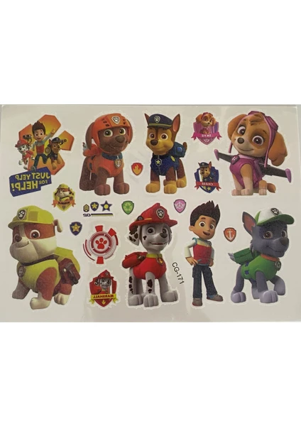 Paw Patrol Karakterleri Geçici Dövme ( Chase, Marshall, Zuma, Rubble, Rocky, Ryder )