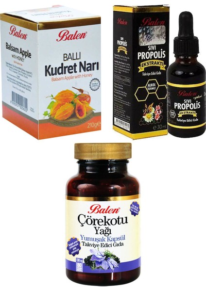 Ballı Kudret Narı+Sıvı Propolis +Çörekotu Yağı Kapsül