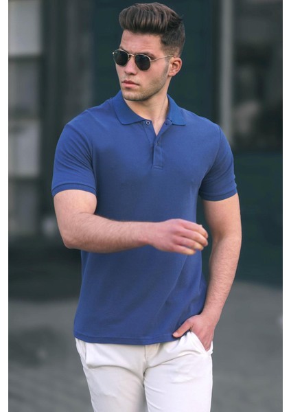 Lacivert Basic Polo Yaka Erkek Tişört 5101