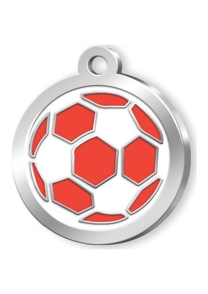 Mineli Seri Futbol Topu Desenli Künye Kirmizi Beyaz