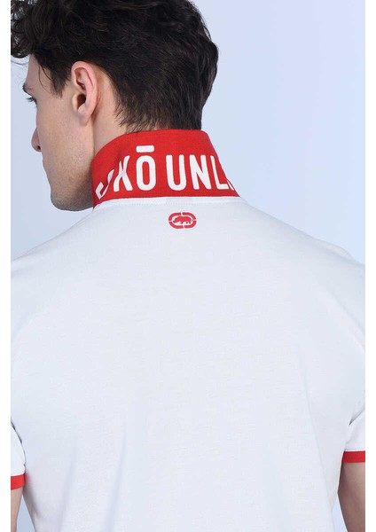 Davıs Beyaz Erkek Kontrast Yaka Detaylı, Baskılı Polo Yaka Tshirt fiyatları